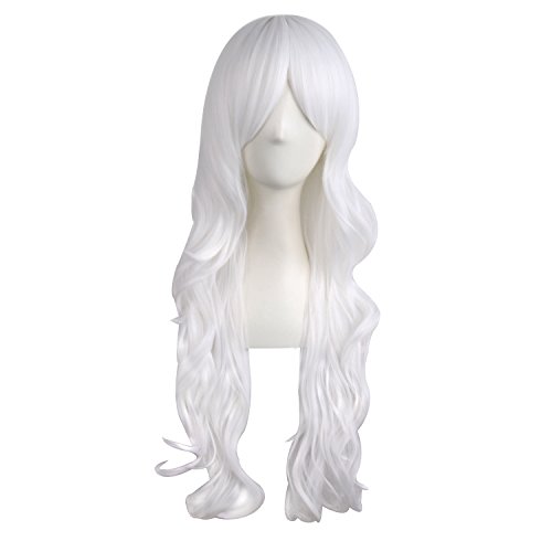 MapofBeauty 28 pulgada/ 70 cm Peluca De Pelo Rizado Largo Natural Natural De Moda (blanco)