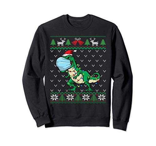 Máscara facial T Rex | Dinosaurio Santa | Navidad Sudadera