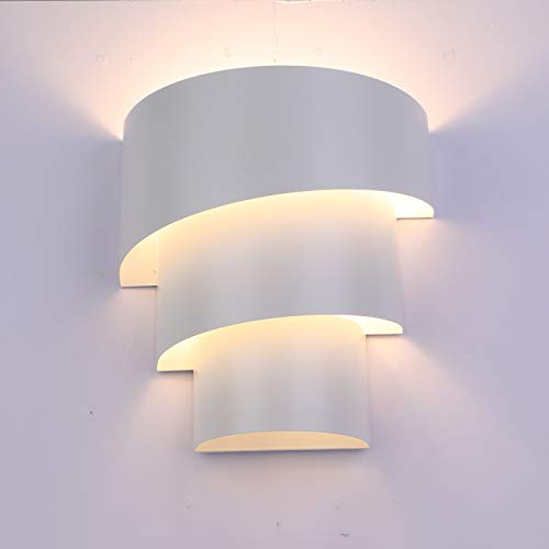 Maxmer Apliques de Pared Dormitorio led 7W Lampara de Pared Interior Luz Pared Design para Salon Hotel Escaleras Hogar, Blanco Cálido