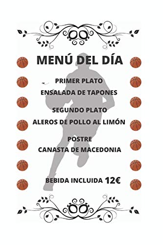 MENÚ DEL DÍA: CUADERNO LINEADO. CUADERNO DE NOTAS,  DIARIO O AGENDA. REGALO ORIGINAL PARA AMANTES DEL BALONCESTO