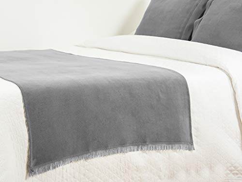 MI CASA 80X190 Gris Plaid PIE Cama Chenille, 100% Algodón