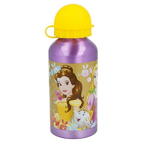 ML Botella de Agua para niñas, Princesas Disney cantimplora Aluminio a Prueba de Fugas sin BPA para Levar a la Escuela y Deportes el Termo 450ml