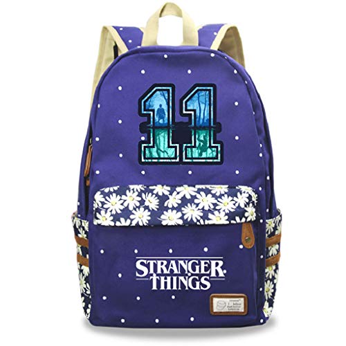 Mochila Stranger Things 3, Mochila Stranger Things Escolar Niño y Niñas Adolescente Primaria Mochilas y Bolsas Escolares Stranger Things Impresión Juvenil Bolsa Infantil (Azul Oscuro-3)