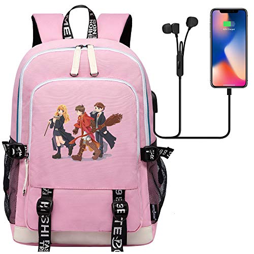 Mochilas Informales Potter, Mochilas Escolares Harry, Ron y Hermione, Mochila de Viaje para Mochila Deportiva al Aire Libre 44/30/15cm Rosa