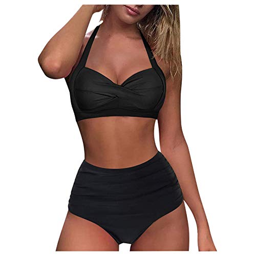 MOMOJIJI Bikini Mujer 2021 Verano, Conjunto de Bikinis para Mujer, Mujeres Braga Alta Push Up Sexy Tankini Ropa de Baño Dos Piezas, Traje de baño con Cintura Alta para Relleno Playa