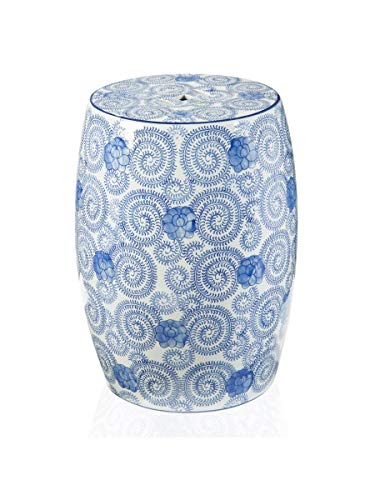 MONTEMAGGI Taburete de otomano 33x33x45cm China Azul Porcelana