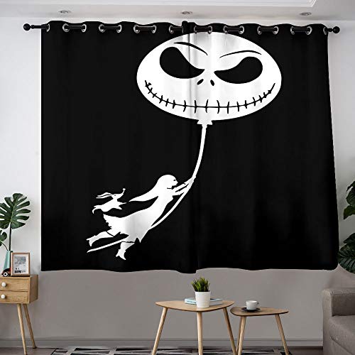 MRFSY Cortinas térmicas con aislamiento térmico The Nightmare Before Christmas y forro opaco con aislamiento térmico, cortinas con ojales para sala de estar/dormitorio de 106 x 150 cm