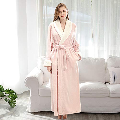 MSG ZY Bata de Mujer - Batas de baño largas de Felpa para Hombres, Ropa de Dormir, Juegos de Dormir y Ropa de salón, Pijamas Suaves y cómodos para Las Temporadas de otoño e Invierno,XL-Pink