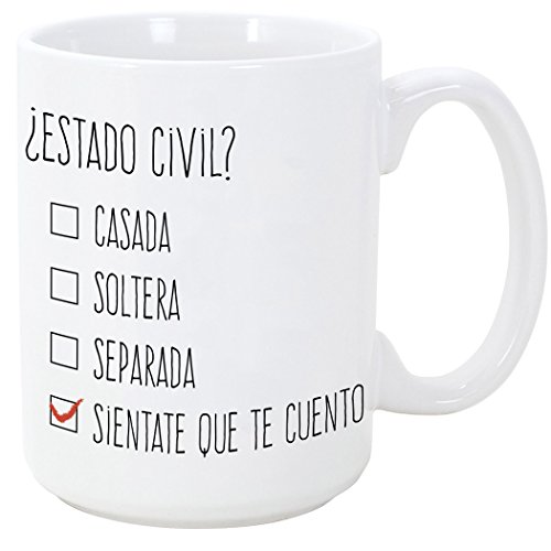 MUGFFINS Tazas Desayuno Originales y Divertidas - ¿Estado Civil? - 350 ml - Tazas con Frases de Humor sarcástico