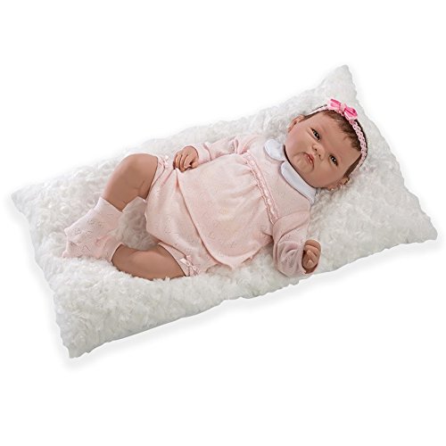 Munecas 10065 Guca - Muñeca de bebé (Pelo Especial, 46 cm), Color Rosa y Blanco