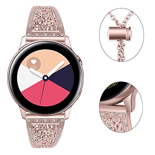 Myada para Samsung Galaxy Watch Correa de 42 mm Correa de 20 mm Pulsera de Diamantes de imitación para Mujer Banda de Pulsera de Metal para Samsung Galaxy Watch Active 40 mm/Gear Sport / S2 Classic