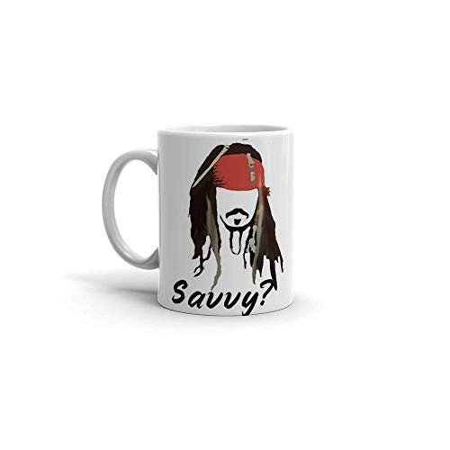 N\A Capitán Jack Sparrow ¿Savvy? Piratas del Caribe Tazas de café de cerámica de 11 oz 4665817764511