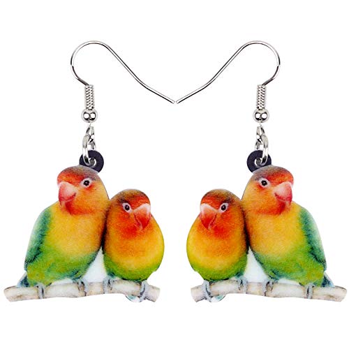 N\A Pendientes de Loro de Agapornis acrílicos, Colgante de Cuerno Largo Grande, joyería Animal para Mujeres y niñas, Multicolor