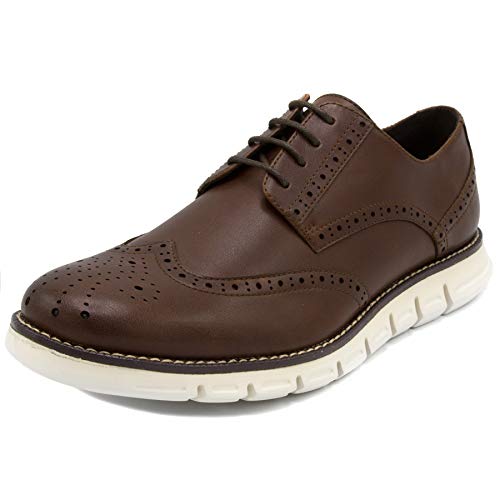 Nautica Men's Wingdeck Oxford Shoe Fashion Sneaker-Brown Smooth/White-10.5