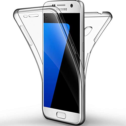 NewTop - Carcasa para Samsung Galaxy S6/S7/Edge, funda Crystal Case de TPU silicona gel PC protección 360 ° frontal retro completa