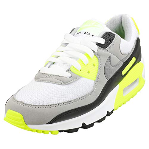 Nike W Air MAX 90, Zapatillas para Correr Mujer, Blanco/Partícula Gris/Voltio/Negro, 42 EU