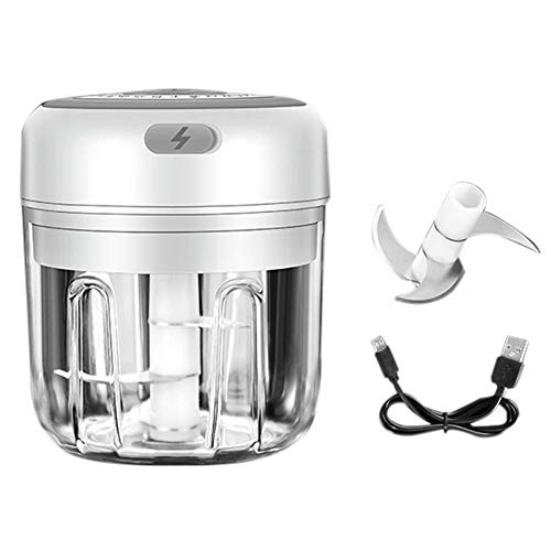 NorCWulT El ajo Trituradora eléctrica sin Cable ajo Amoladora portátil Mini Food Chopper Prensa poderosa para la Pimienta del ajo del Chile Vegetal 250ml Blanco Tuercas