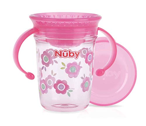 Nûby - Taza mágica de tritan 360 con asas-rosa 240ml-6M+