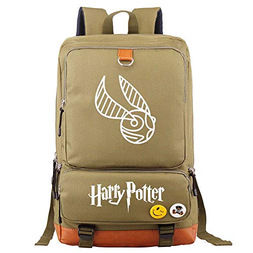 NYLY Harry Potter Magic Mochila Joven Escuela de Moda Bolsa Estudiantes de Escuela Secundaria Hombres y Mujeres Viaje Lona Mochila Unisex Marrón