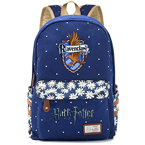 NYLY Mochila Floral Harry Potter Mochila Ravenclaw,Teen Boys Girls Fashion Mochila Escolar Bolsa de Cuaderno Unisex （Azul Oscuro） Estilo-1