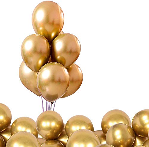 O-Kinee LAKIND Globos Metalizados 50-Pack Globos Metalicos Globo Metalizado Globos De Helio Globos De Látex para La Fiesta De Cumpleaños (Golden-50pcs)