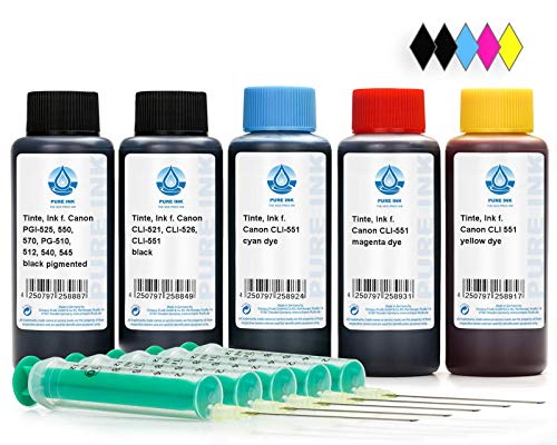 Octopus Tinta de Recambio 500 ml, Tinta de Impresora Compatible para Cartuchos de Impresora Canon PGI-550, CLI-551, para Pixma Serie IP 7200, IP 7250, IP 8700, IP 8750, IX 6800, IX 6850, etc, no OEM