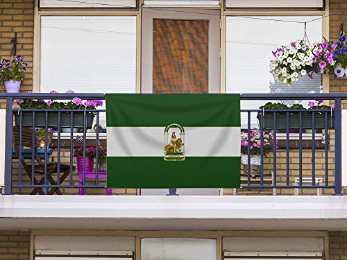 Oedim Bandera de Andalucía Sin Palo | 150x85cm | Reforzada y con Pespuntes | Bandera con 4 Lazos y Resistente al Agua