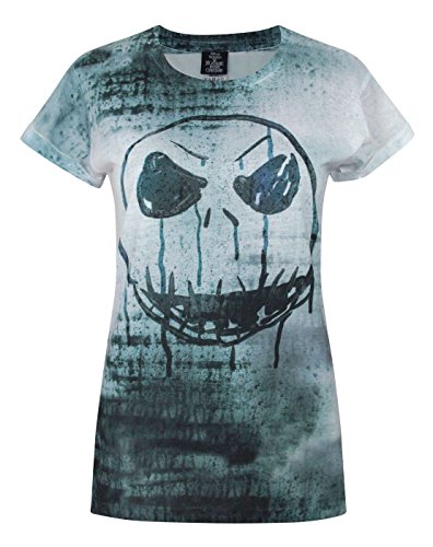 Oficial pesadilla antes de Navidad Jack Face sublimaci¨®n camiseta de mujer (XL)