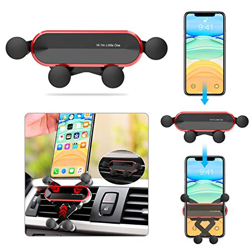 Ossky Soporte Móvil Coche, Universal Soporte Móvil Coche ventilacion Gravedad, Porta Movil Coche para Rejillas del Aire de Coche para iPhone, Android, Samsung, Huawei etc de 4.7 a 6.5Pulgadas Rojo