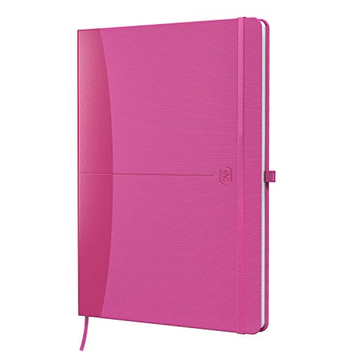 Oxford 100735231 Cuaderno Signature DIN A5, a rayas, 160 páginas para bolígrafo cierre de goma Diario Kladde Journal – Cuaderno, color rosa con scribzee Aplicación para digitalizar su Notas