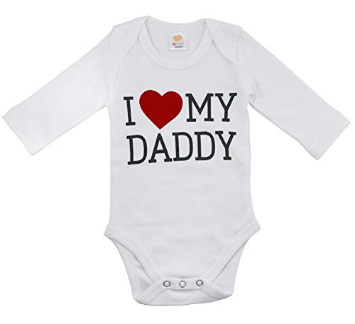OZYOL I Love My Daddy - Body de manga larga para bebé (100% algodón, 3-24 meses) Blanco 18 meses