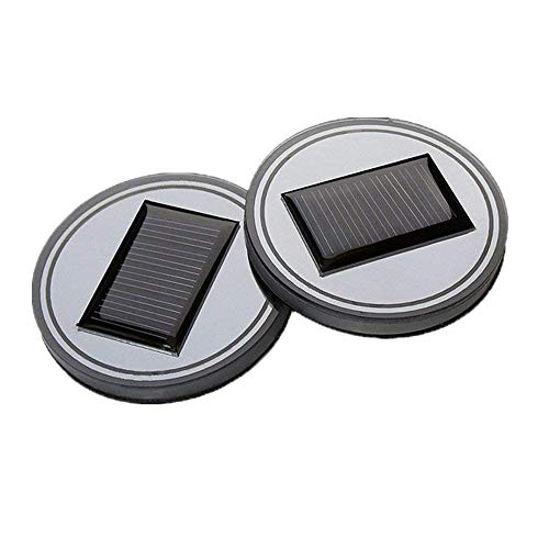 Pack de 2, Youngine Solar LED – alfombrilla de coche taza soporte para botella de agua bebidas posavasos integrado luz y sensor de vibración coche interior decoración lámpara de luz