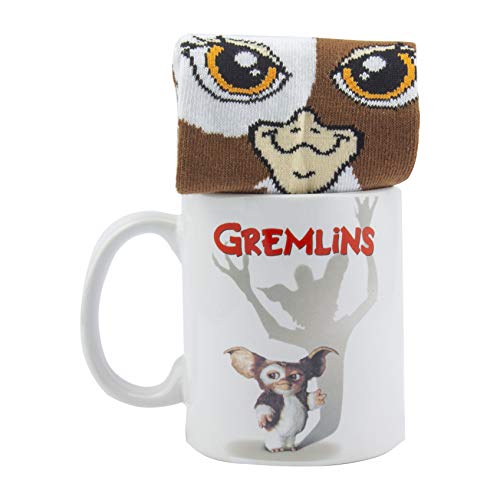 Paladone Gremlins - Taza y Calcetines de Horror clásicos, Set de Regalo para cumpleaños y Navidad, Color Blanco, 300 ml