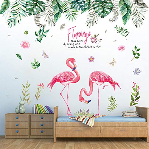 Pdrui Pegatinas De Pared, Flamenco y Selva Tropical Etiqueta De La Pared Como Decoración De Pared Para Dormitorio Infantil 150×130cm|Tatuajes De Pared Decorativos Para Cocina Ventana Pasillo