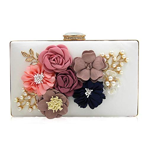 Peggy Gu Bolso de Noche para Damas Bolso de Cena de Flores Bolso de Noche de Banquete de Diamantes de imitación con Cuentas de Embrague Bolsas de Fiesta nocturnas (Color : A6)