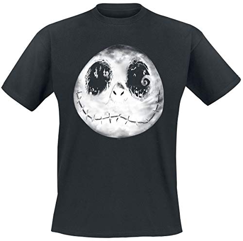 Pesadilla Antes De Navidad Jack Moon Face Hombre Camiseta Negro M, 100% algodón, Regular