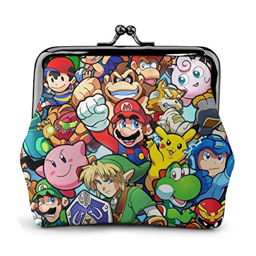 Pikachu Super Mario Smash Bros Kirby Monedero Monedero, Cartera para mujer Bolso de embrague PU Retro Cuero Pequeño Cerrojo Monederos