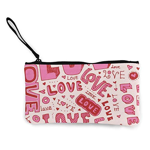 Pink Love Pattern Tote Bolsa de Compras para Mujer Monedero Monedero Bolsa Maquillaje Bolsa Lápiz Bolsa para camada Niñas Estudiante