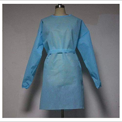 Polipropileno Labcoat Batas de Laboratorio Aislamiento de protección Desechables Unisex Desechable (Color : Blue, Size : 10)