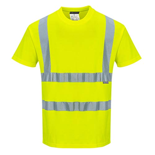 Portwest s170yerl algodón comodidad camiseta de manga corta para, Regular, tamaño grande, Amarillo