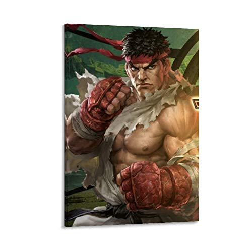 Póster de Street Fighter, Street Fighter Art, Ryu Street Fighter, lienzo artístico y arte de pared para decoración moderna de dormitorio familiar 20 x 30 cm