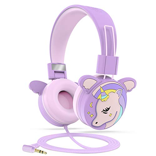 Puersit Auriculares con Cable para Niños,Auriculares para Niños con Límite de Volumen de 85 dB,Auricular Ajustables y Plegables para la Escuela,Viajes,Compatibles con Teléfonos Móviles,Tabletas,PC