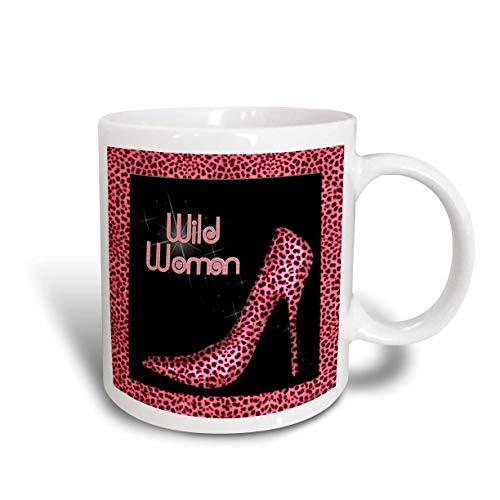 Rael Esthe Zapatos de tacón de Aguja de Mujer Salvaje con Estampado de Guepardo Rosa y Taza de cerámica Brillante, Multicolor