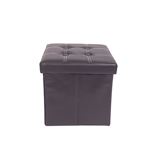 Rebecca Mobili Puff Cubo negro, taburete reposapiés, asiento para sala de estar, imitación cuero- Medidas: 30 x 30 x 30 cm ( AxANxF) - Art. RE4257