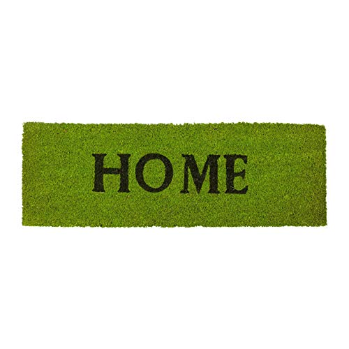 Relaxdays – Felpudo Home para la Entrada del hogar, 1.5 x 75 x 25 cm, Fibra de Coco y PVC, Antideslizante, Color Verde