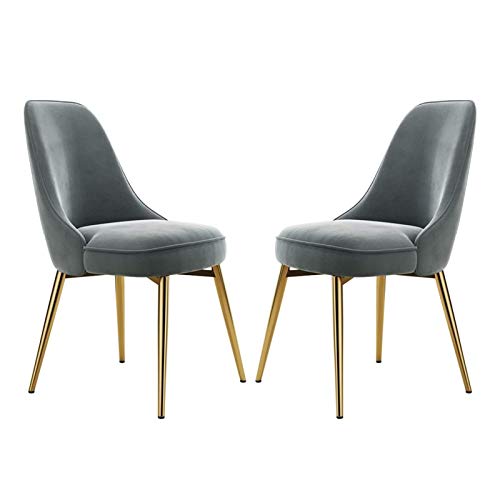 RJJBYY Conjunto de 2 sillas de Comedor Tela de Terciopelo Asiento y Respaldo tapizado con Patas de Metal de Oro, Cocina de Dormitorio de Cocina Sillones de Mesa.