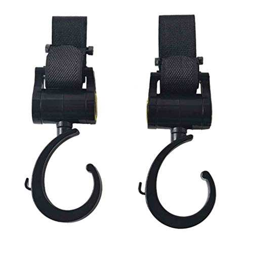 rongweiwang 2pcs / Set plástica mágica palillo de Cochecito de bebé Gancho Gancho Girar Cochecito de suspensión del Coche de bebé del Carro Girar 360 Hook