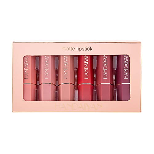 S-TROUBLE 6 Unids/Caja Handaiyan Mate Lápiz Labial Hidratante Impermeable Multicolor Maquillaje de Brillo Labial de Larga Duración Cosméticos de Lujo para Mujeres