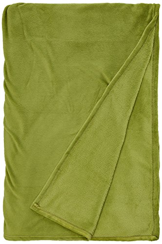 Sancarlos - Manta lisa microfibra, Verde, Cama de 90/105, Tamaño 160x240 cm