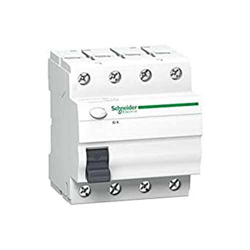 Schneider Electric A9Z05463 ID K, Interruptor Diferencial, Clase AC, 4P, 63A, 30mA, 68mm x 72mm x 81mm, Blanco